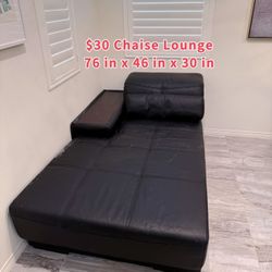 $30 Black Chaise Lounge Sofa Chair Used Lay Flat Couch