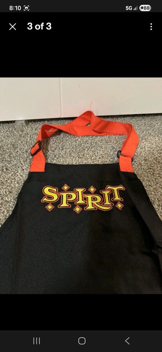 Spirit Halloween Exclusive 3 Pocket Black Stitched Embroidered Apron 2025. Chandler