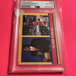 1990 Hoops Super Streaks Magic Johnson/Michael Jordan #385 HOF PSA 8 Mint