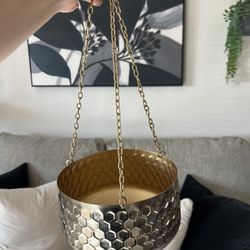Golden Hanging Planter 8.5” Diameter By 5” Height 
