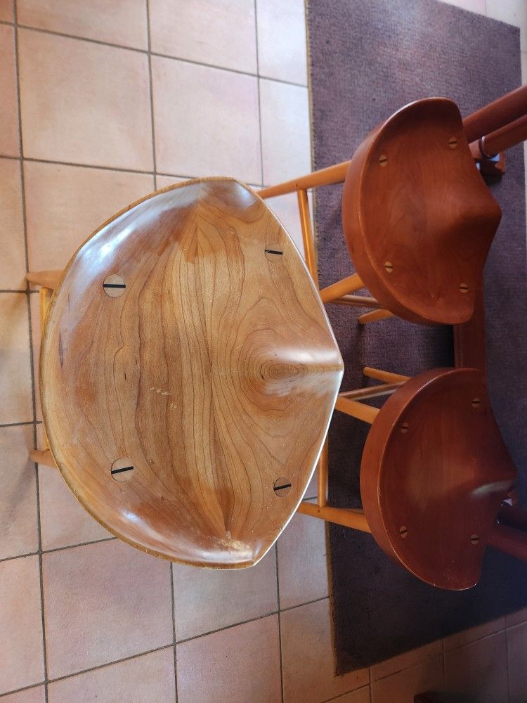 Teak Wood "Milking" Stools