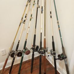 8 PENN DEEP SEA FISHING RODS AND REELS 