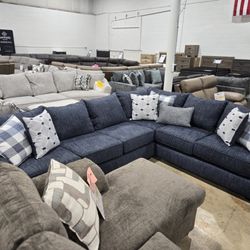Stunning Blue 2-Piece Sectional  Stylish  &  Super Comfy!