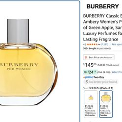 BURBERRY Classic Eau de Parfum – Ambery Women's Perfume – With Notes of Green Apple, Sandalwood & Vanilla – Luxury Perfumes for Women – Long Lasting F
