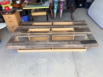 King size bed with storage drawers, two nightstands and dresser, good condition