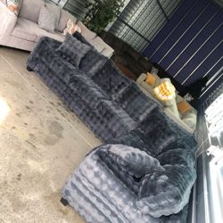 Brand New Waffle Grey Sectional Sofa/ Couch (We Deliver) 