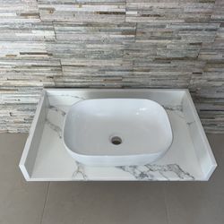 SALE ~ Custom 30” Wide Quartz Countertops with Vessel Sink
