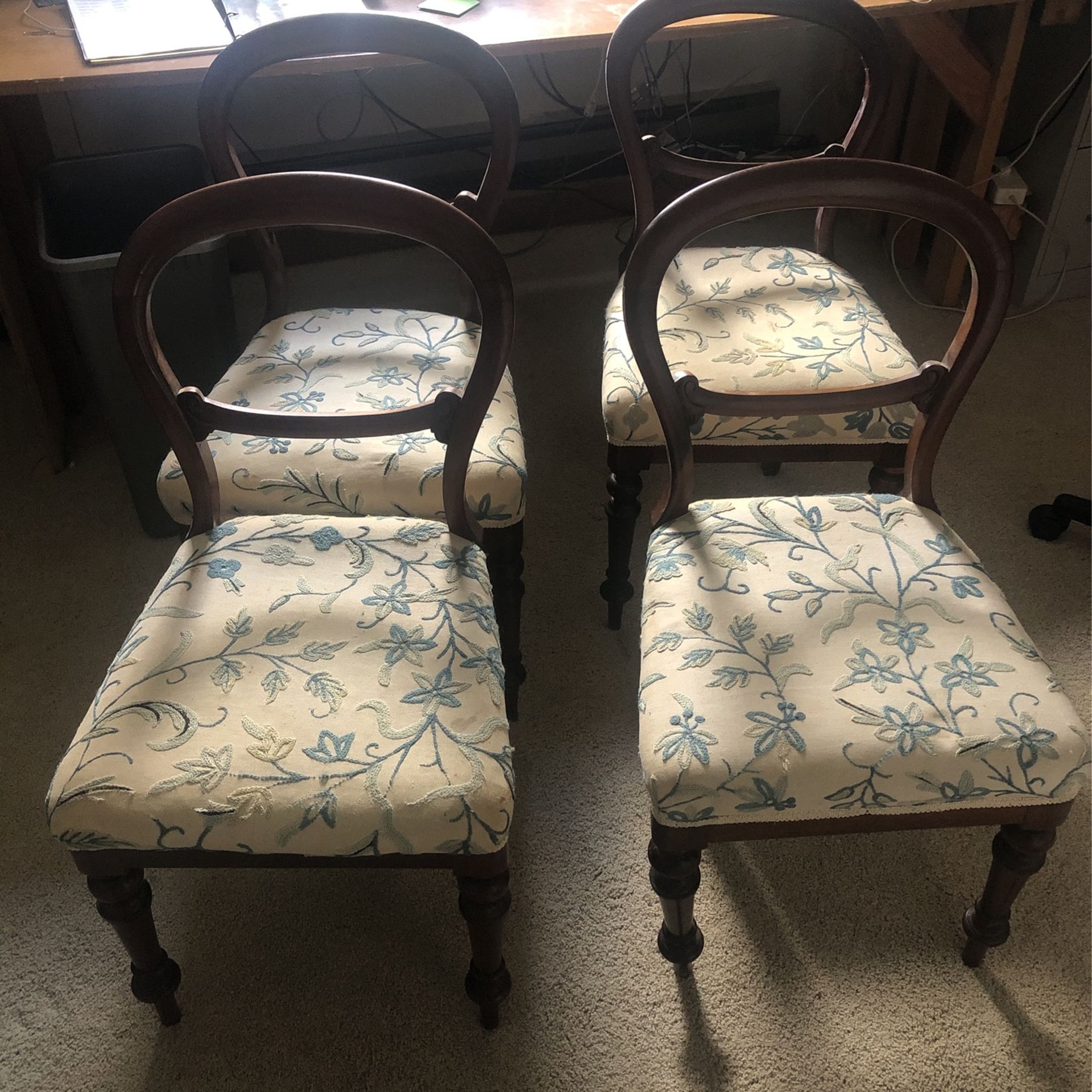 Antique, walnut side chairs