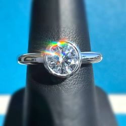 $11,500 Tiffany Co VS1 E color 0.83ct Platinum Round Diamond Solitaire Engagement Ring Bezel setting