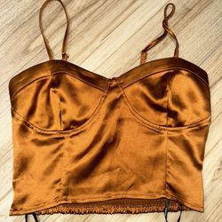 Forever 21 Orange Satin S Tank Top 