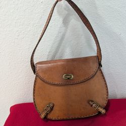 Antique Brown Leather Handmade Purse Shoulder Bag for Collectors 