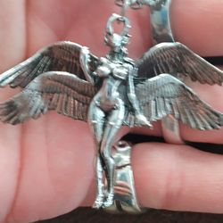 Stainless Steel Double Winged Goddess  Pendant 