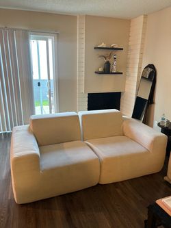 cream suede 2 piece couch