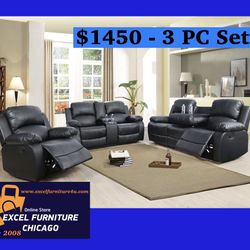 FREE DELIVERY — Brand new 3PC Reclining Sofa Loveseat Chair 