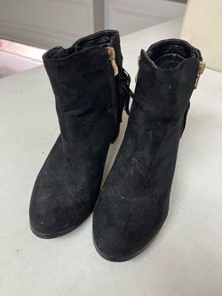 Black Suede Ankle Boots with Gold Zipper size 7 $7
