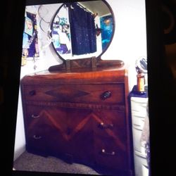 Waterfall Dresser With Original Mirror