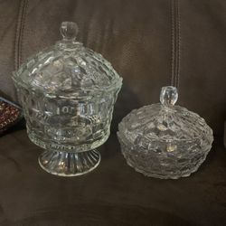 Set Of 2 Fostoria Glass Candy Covered  Dishes 