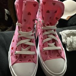 Converse Kids Platform High Top Sneakers Pink 4   NEW