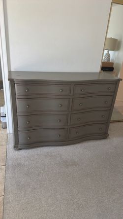 Gray Wood Dresser with 8 Drawers