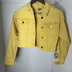 Cropped Yellow Denim Jacket