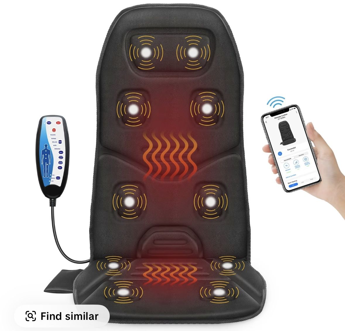 Back Massager with Heat, Vibration Massage Seat Cushion with Aap Control #4