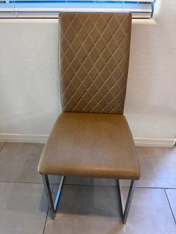 Modern Dining Chair Tan Faux Leather
