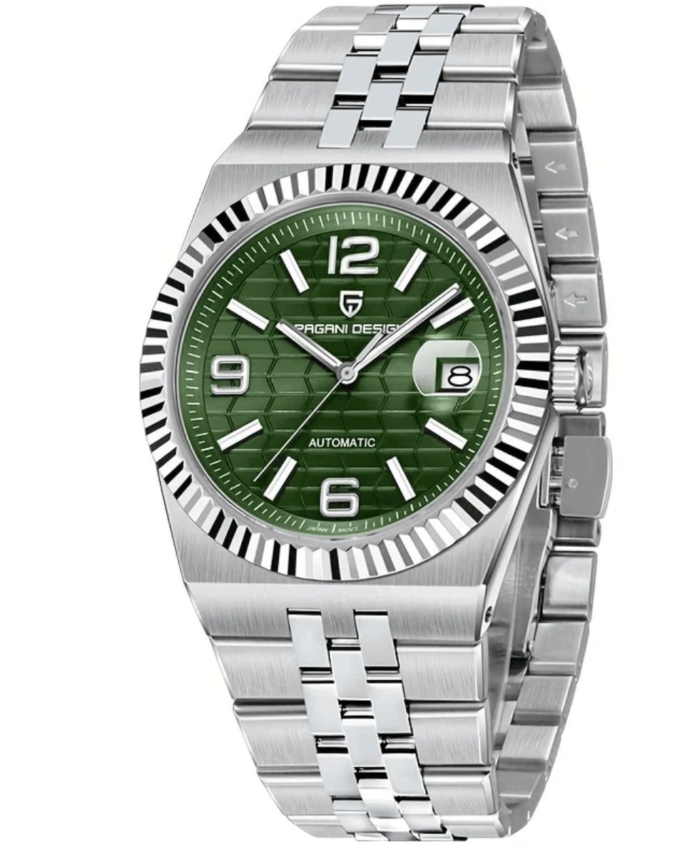 Pagani Design Silver bracelet with Green dial Automatic Mens watch