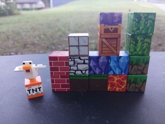 Minecraft Block Figures and Chicken Mini Figure Set