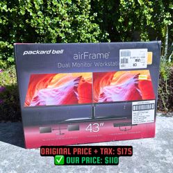 ✅ New | Packard Bell AirFrame 43” Dual Monitor Workstation (21.5” x2 + Mount)