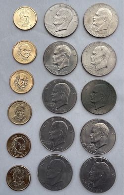 Ike dollar coins and small dollar coin collection
