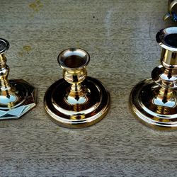 Set of 3 Vintage Baldwin Brass Candlestick Holders. 