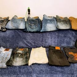 Lot Of 11 Pairs Of Men's Jeans $75 Size 38×34