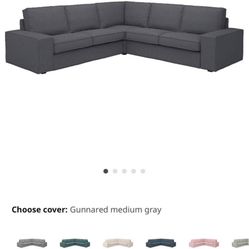 Sectional, 4-seat corner, Gunnared medium gray Couche , Wall Painting and Rug