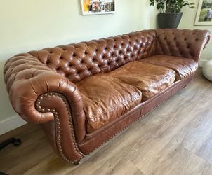 Leather Chesterfield Sofa 91”