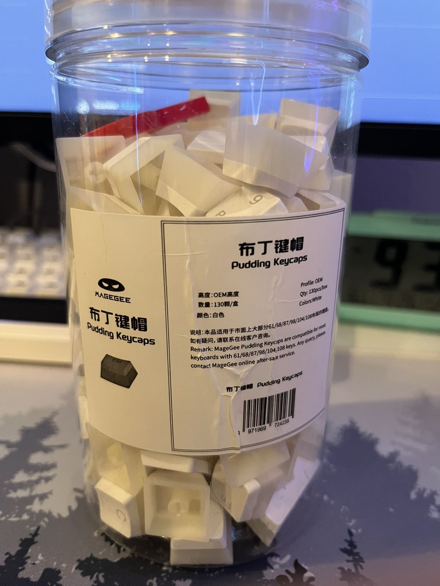 Magegee White Pudding Keycaps - 130ct