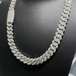 Pass Diamond Tester VVS Moissanite 15mm Cuban Chain 22 Inch