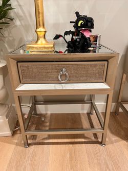 Glass metal nightstand dressers set of 2 drawers