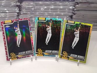 Jackson merrill topps and topps chrome parallels refractors (yellow /399)