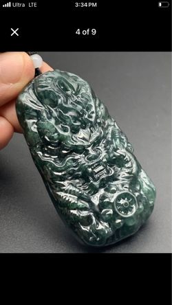 Certificate Jadeite Jade Green Wealth Dragon wheel pendant