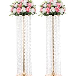 Set of (2) 40” crystal strand centerpieces