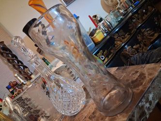 Vintage Etched flowers vase