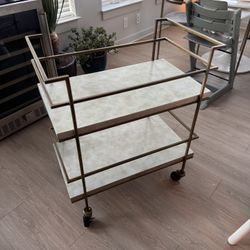 Bar Cart - Brass & Concrete Crate and Barrel