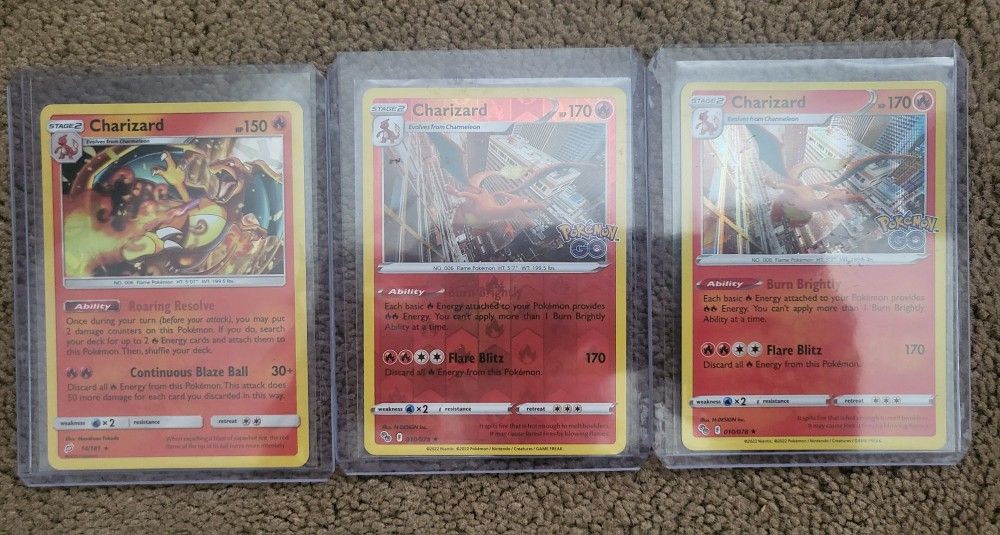 (3x) CHARIZARDS - BUNDLE OF 3 - POKEMON GO TEAM UP 14/181 010/078
