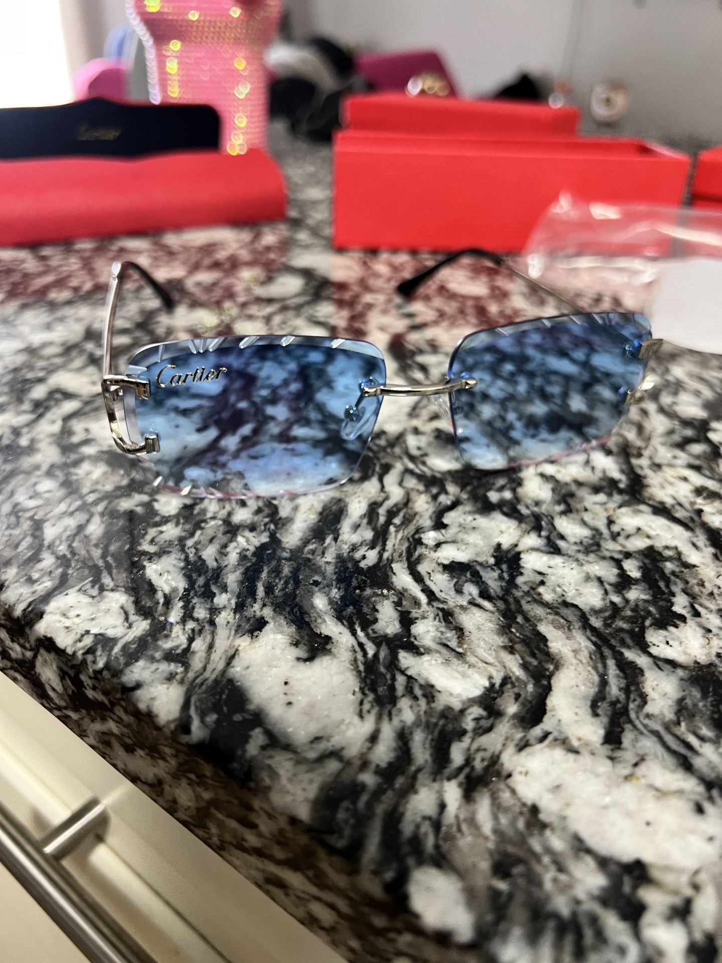 Blue Diamond Cut Glasses
