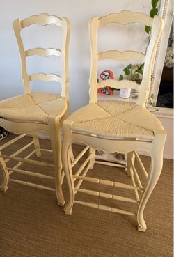 French Country Ladder-Back Rush Seat Chairs – Set of 2