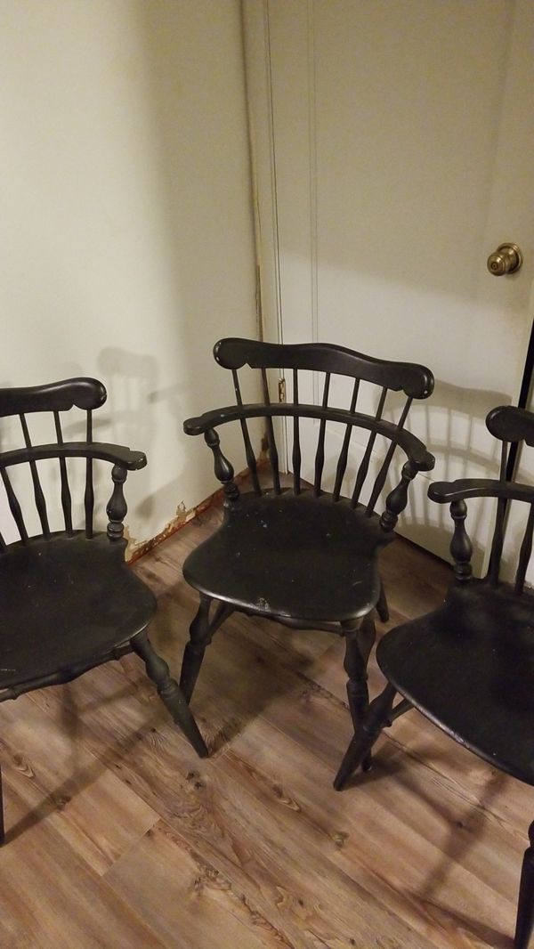 Ethan Allen black chairs. Chalk painted for Sale in Seattle, WA OfferUp