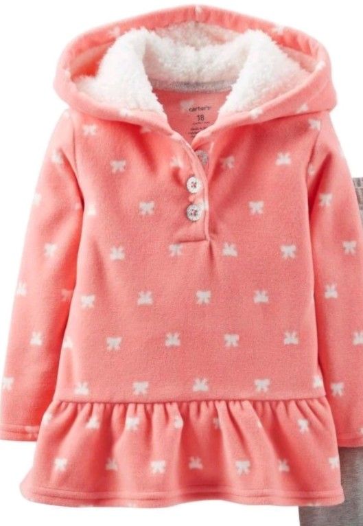 6 Months Carter's Coral Hoodie with Bow Accents