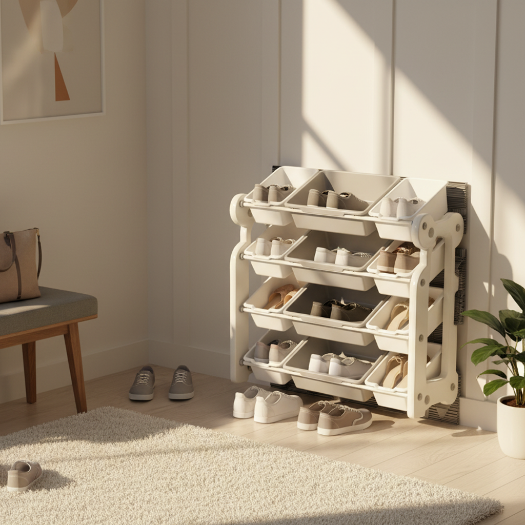 Homy Casa Nestly Multi-Bin Toy Organizer Cabinet, Grey/White