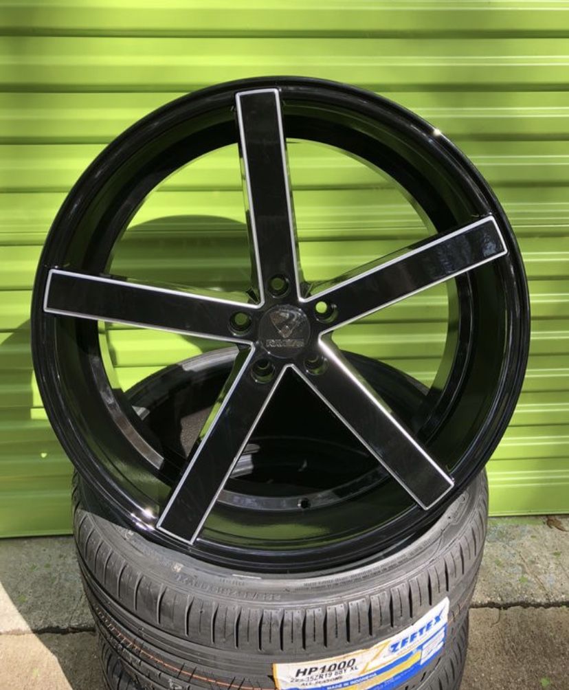 20” Ravetti M1 black & milled wheels (rims) with new tires installed!