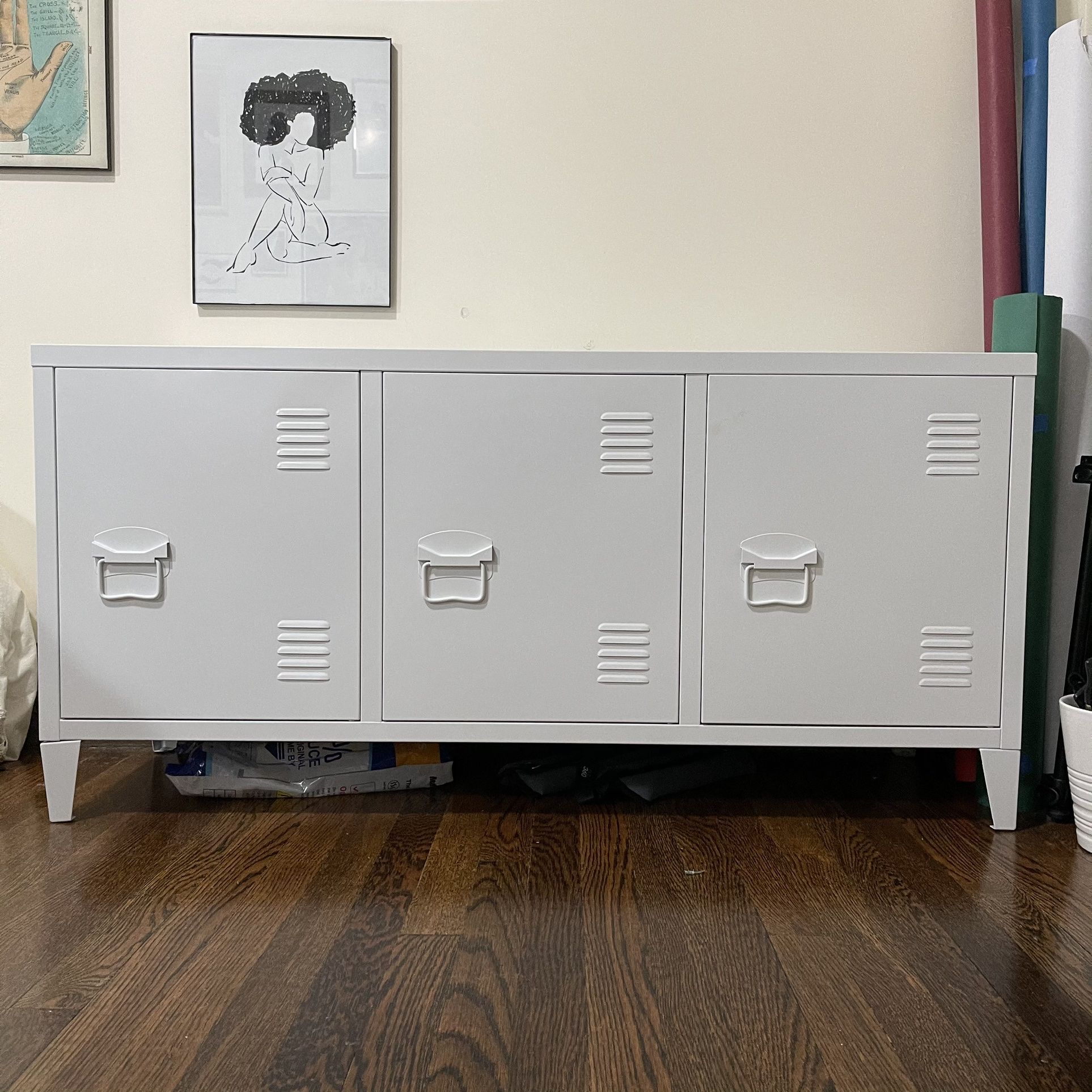 3-door White Metal Cabinet